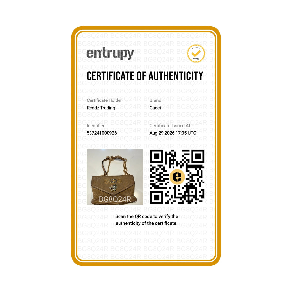 Authentication certificate
