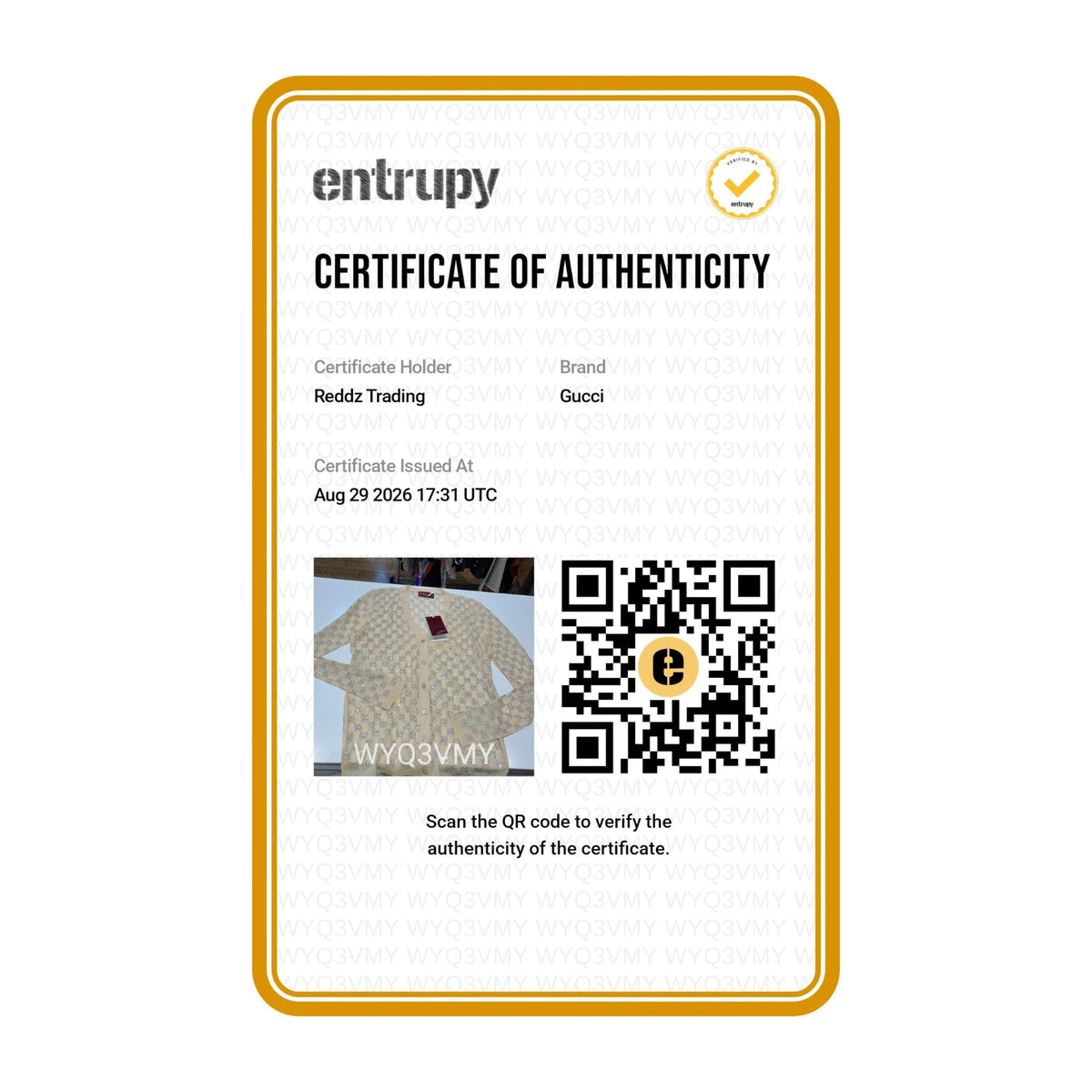 Authentication certificate