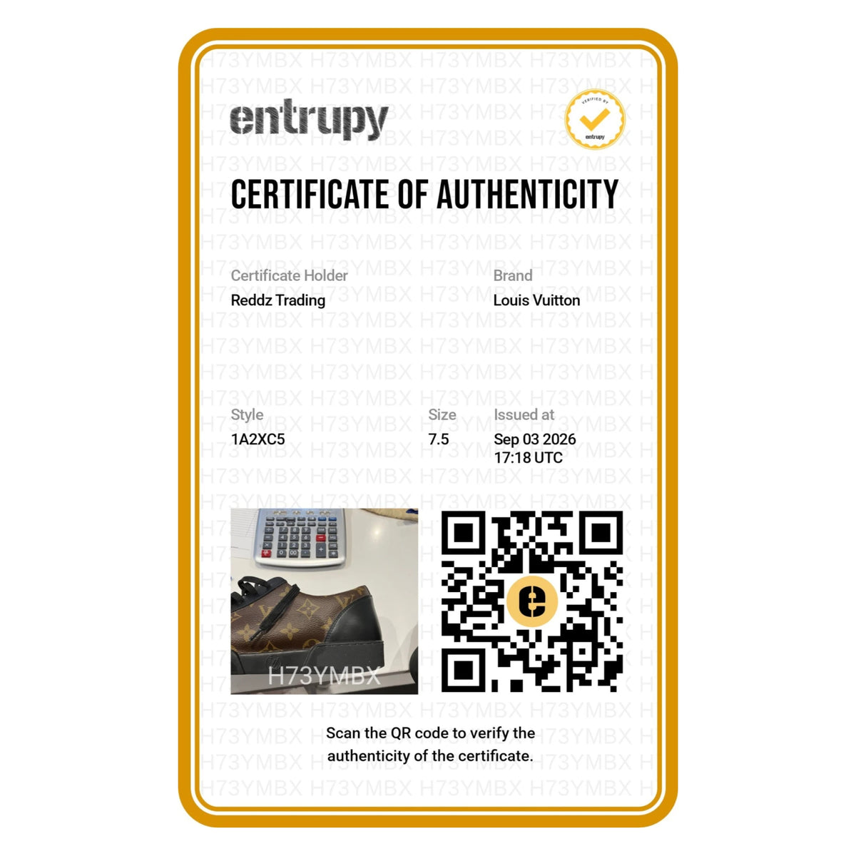 Authentication certificate