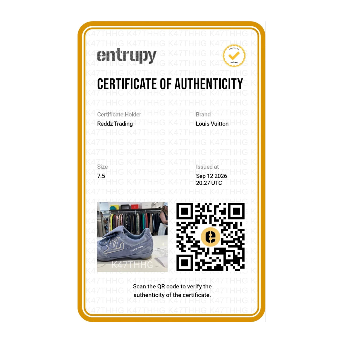 Authentication certificate