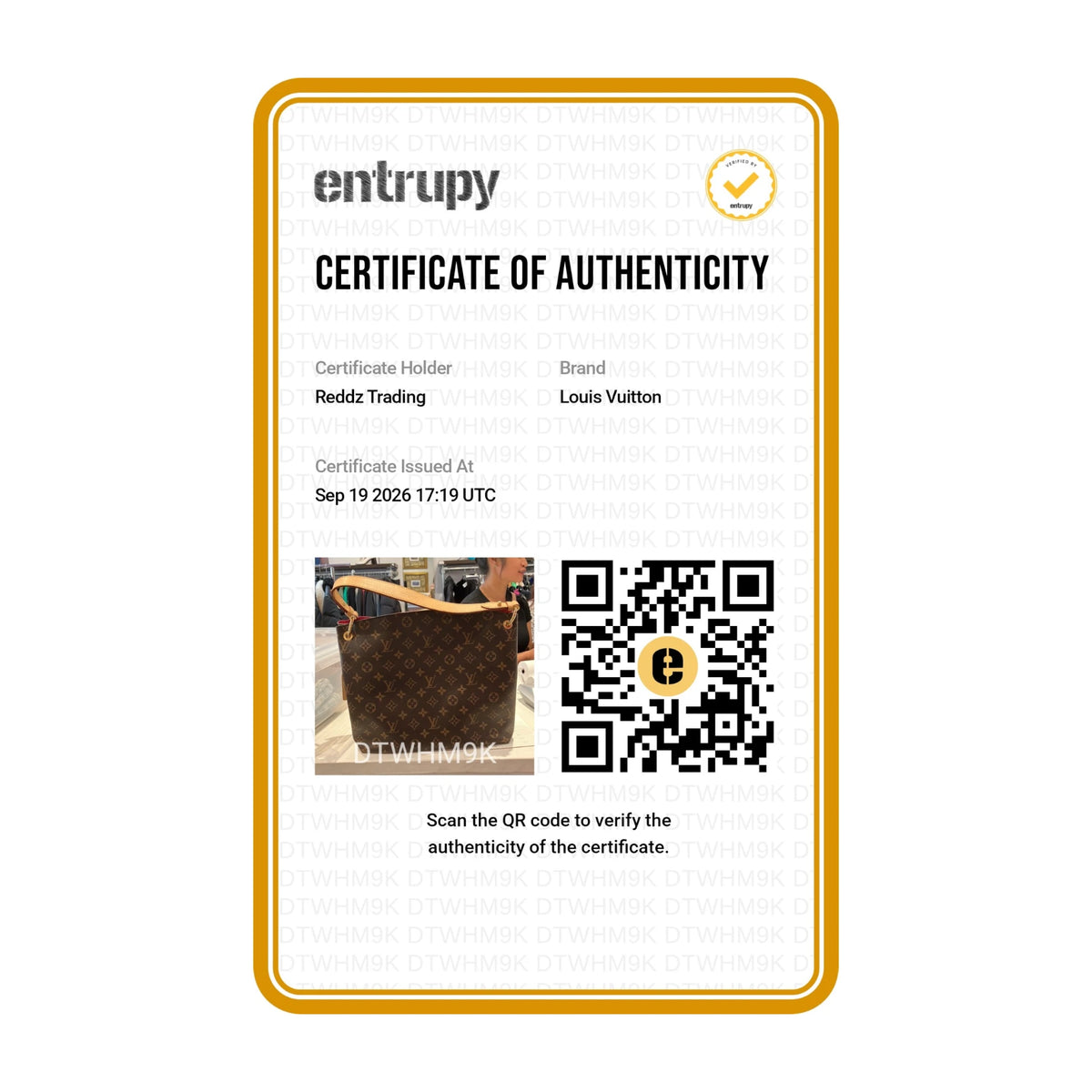 Authentication certificate