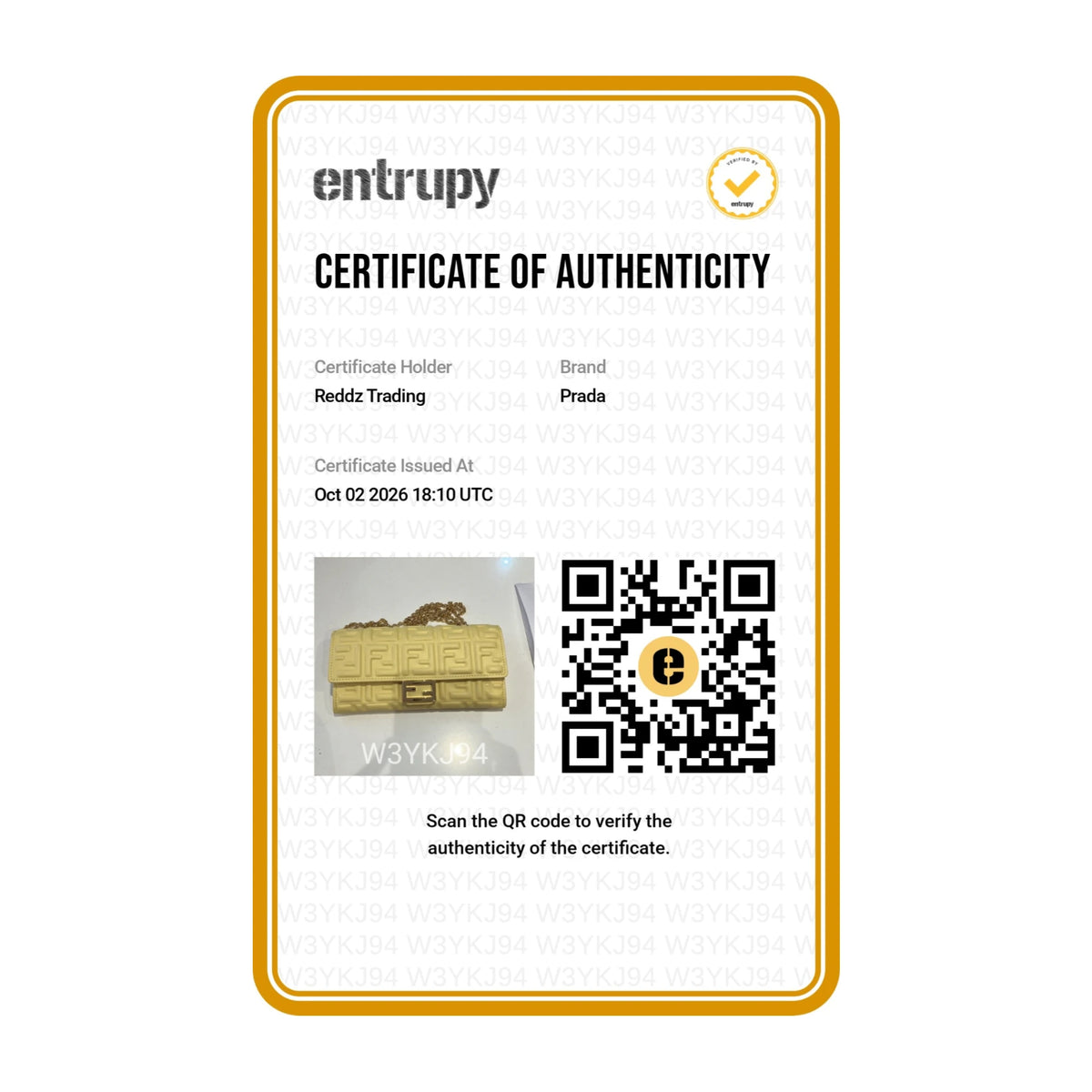 Authentication certificate
