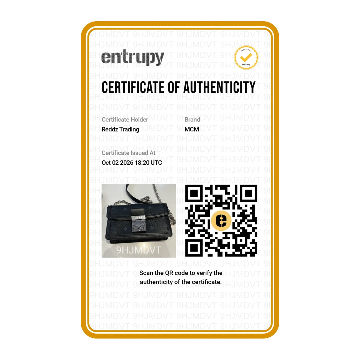 Authentication certificate