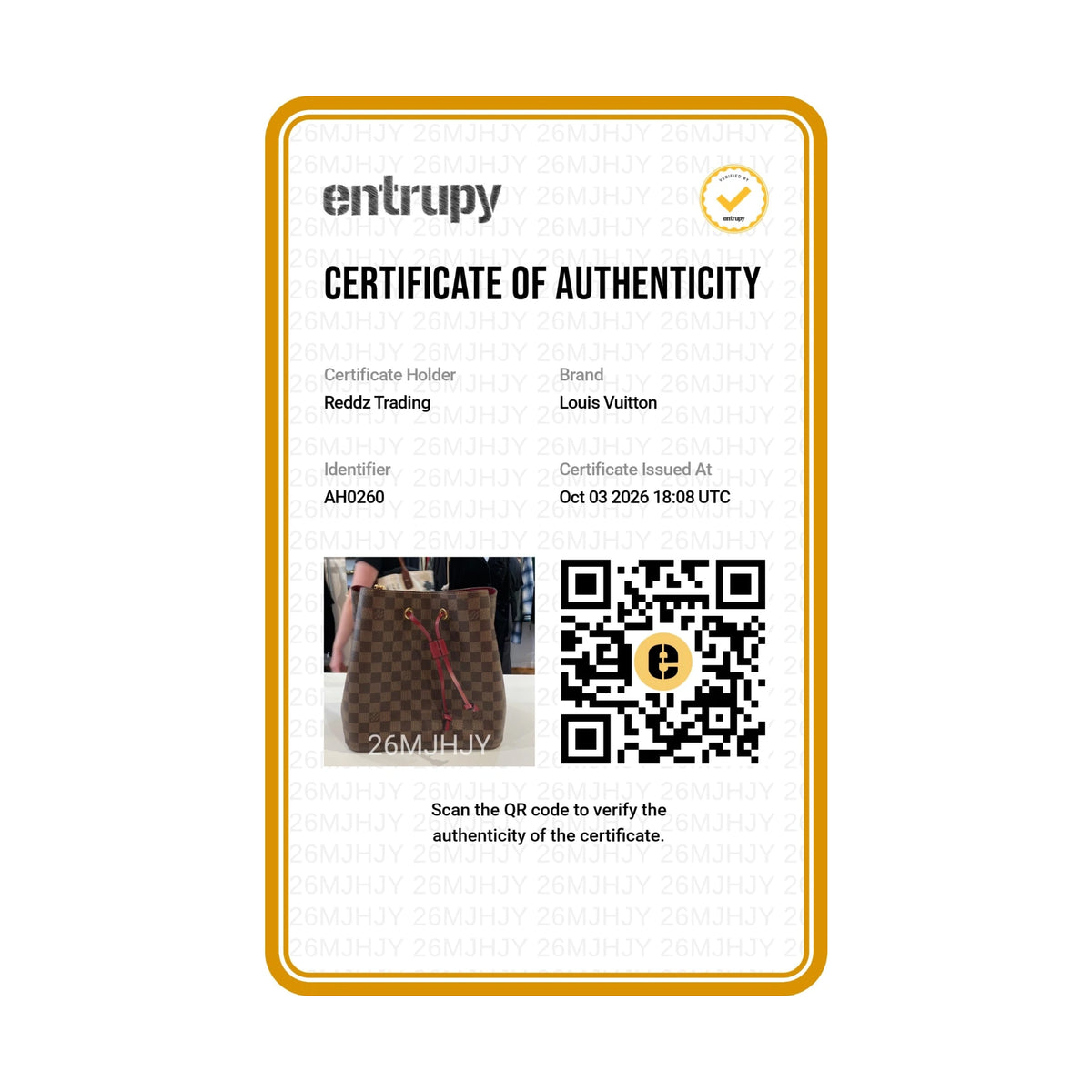 Authentication certificate