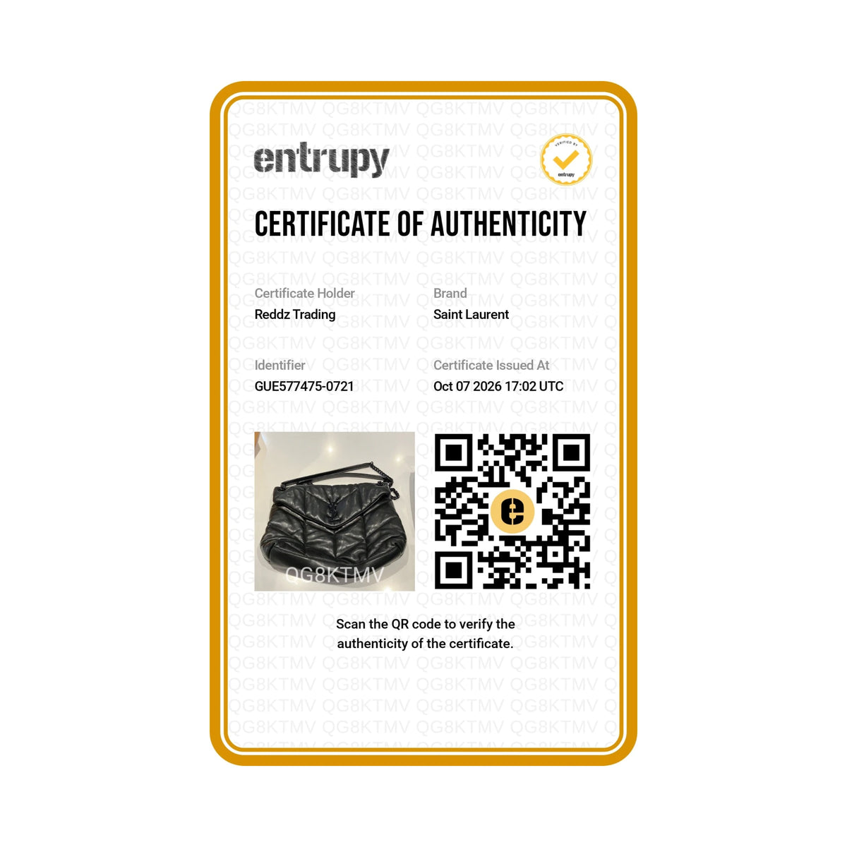 Authentication certificate
