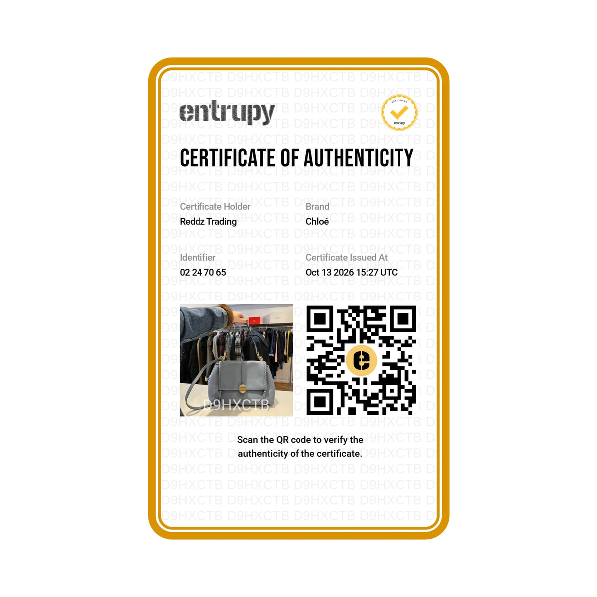 Authentication certificate