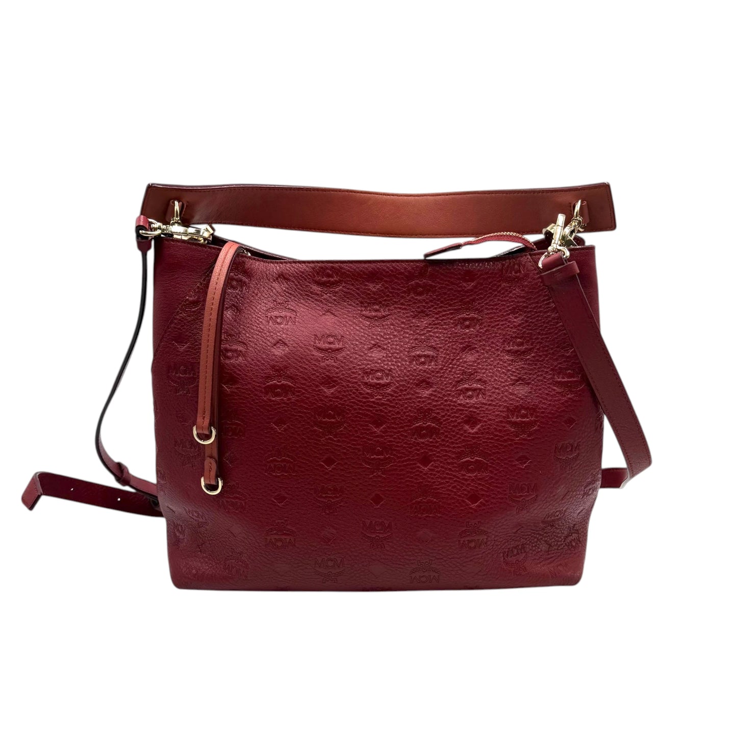 MCM Monogram Burgundy Hobo