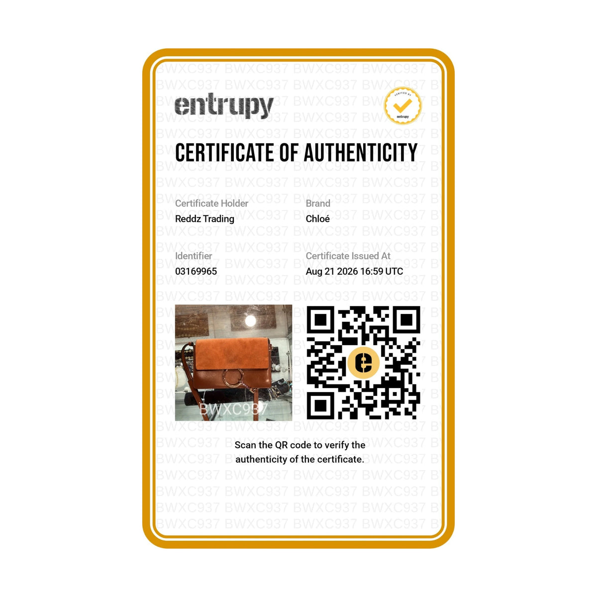 Authentication certificate