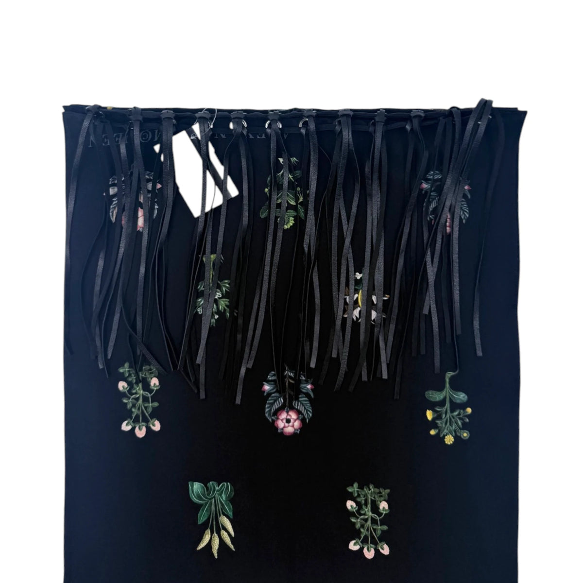Alexander McQueen Floral Print Leather Fringe Scarf