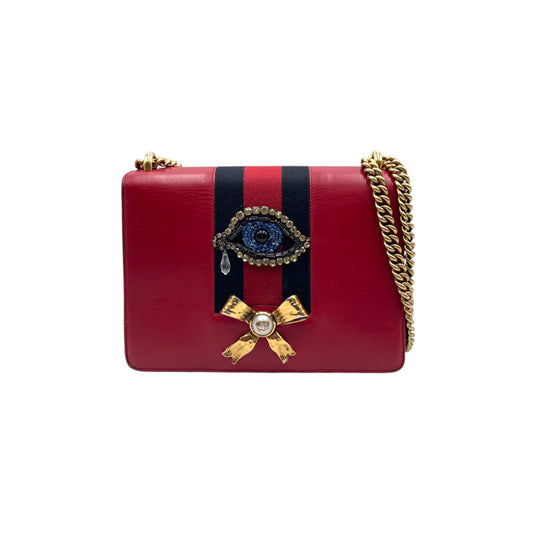 Gucci Peony Red Leather Shoulder Bag