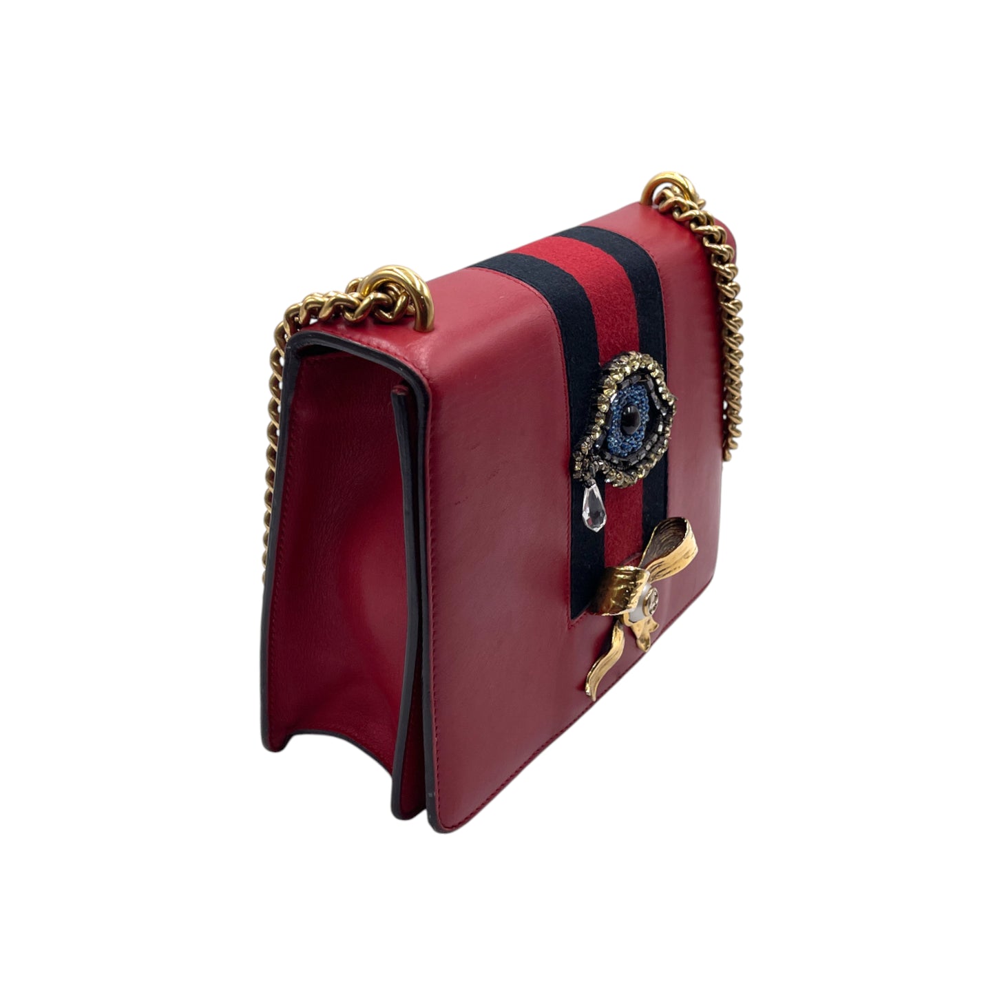 Gucci Peony Red Leather Shoulder Bag