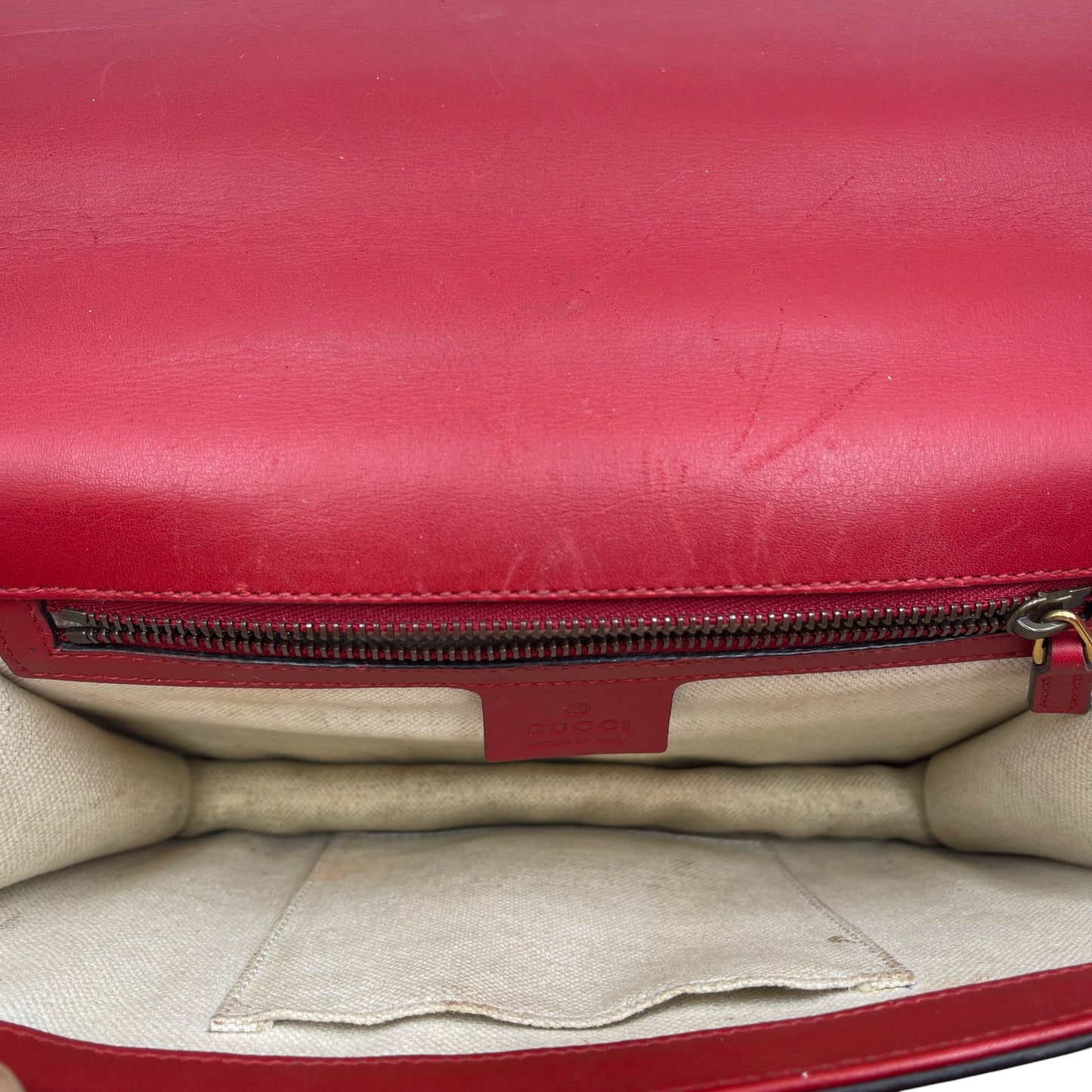 Gucci Peony Red Leather Shoulder Bag