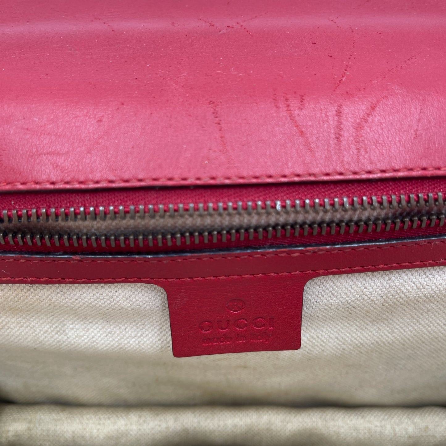 Gucci Peony Red Leather Shoulder Bag