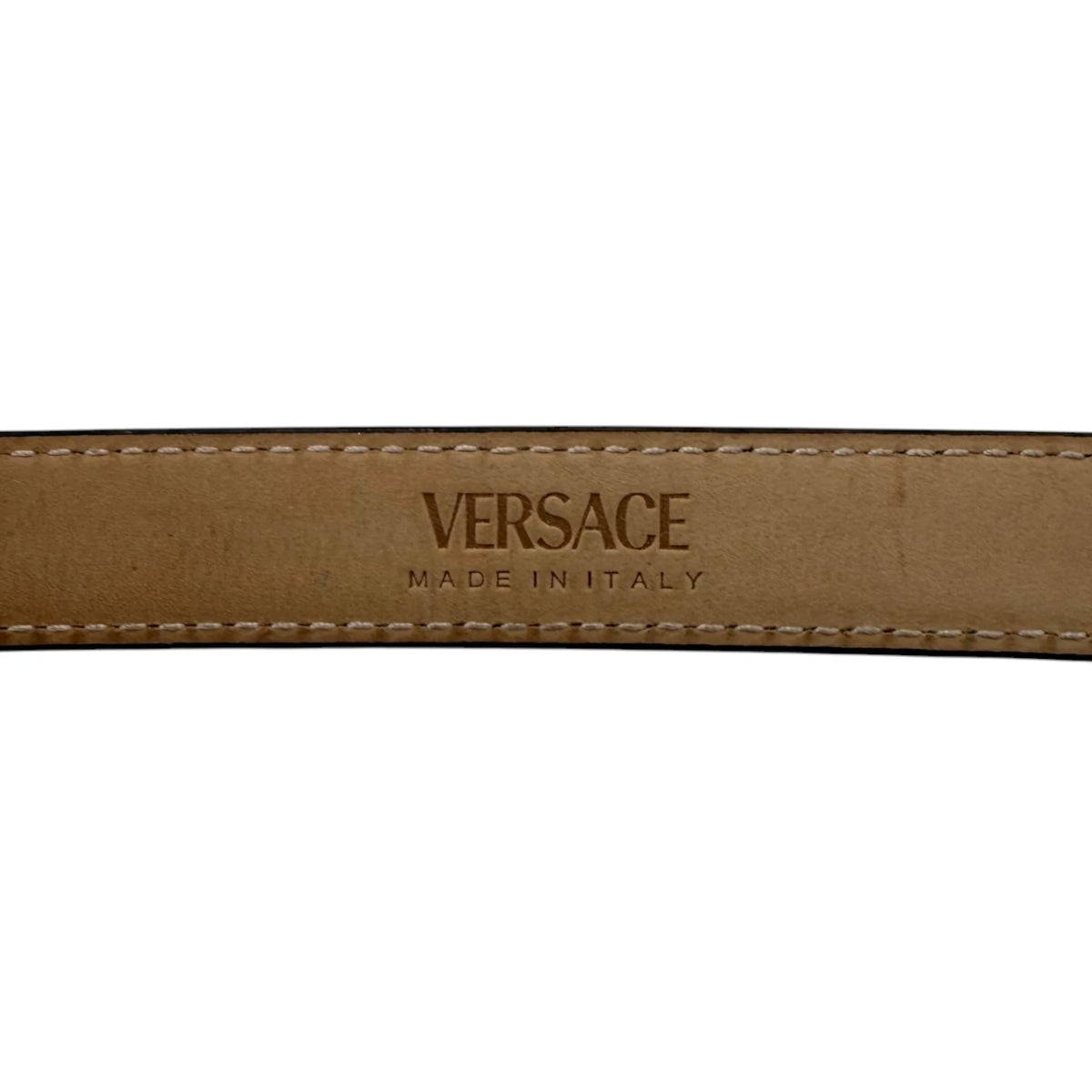 Versace Angular Buckle Thin Leather Belt