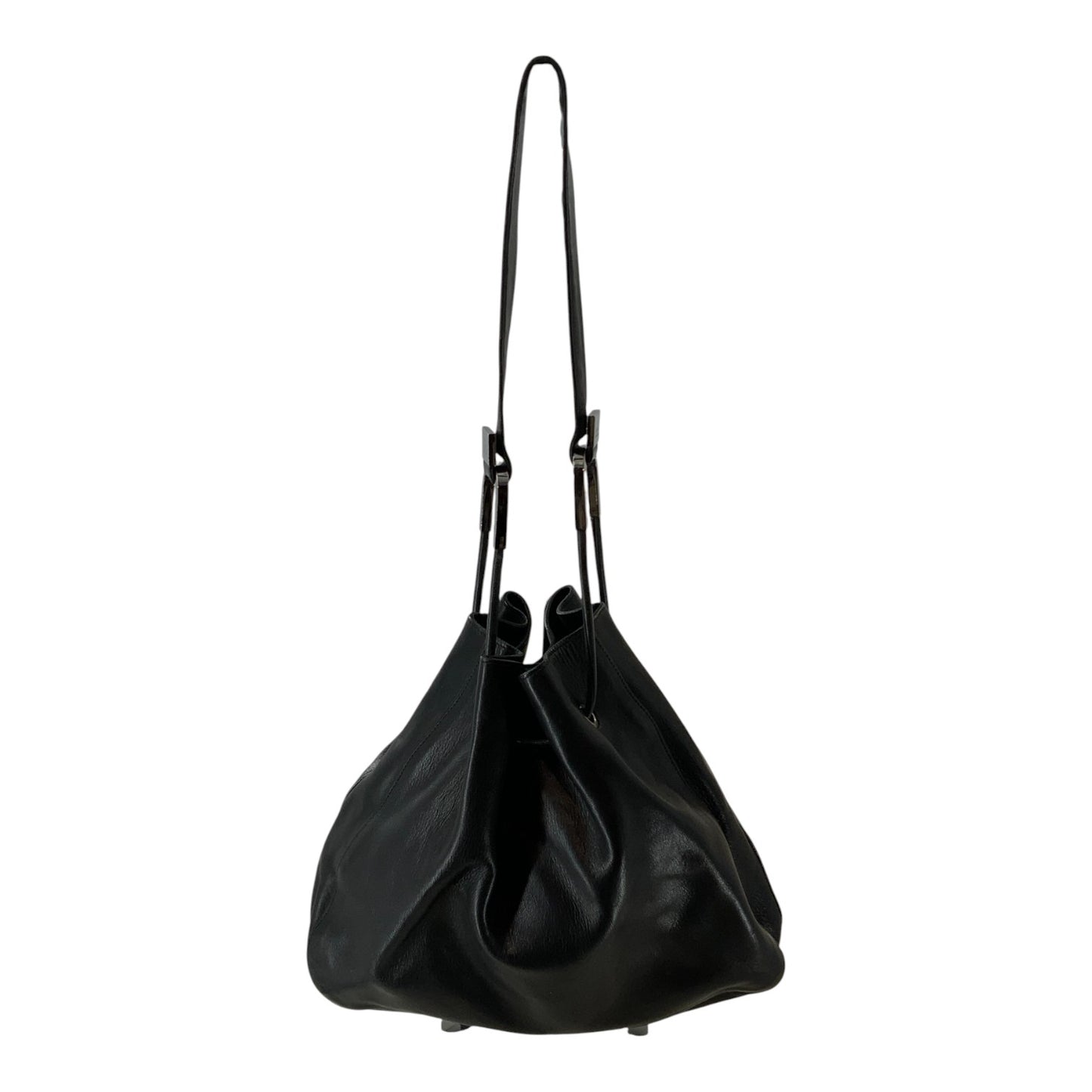 Gucci Black Leather Cinching Shoulder Bag