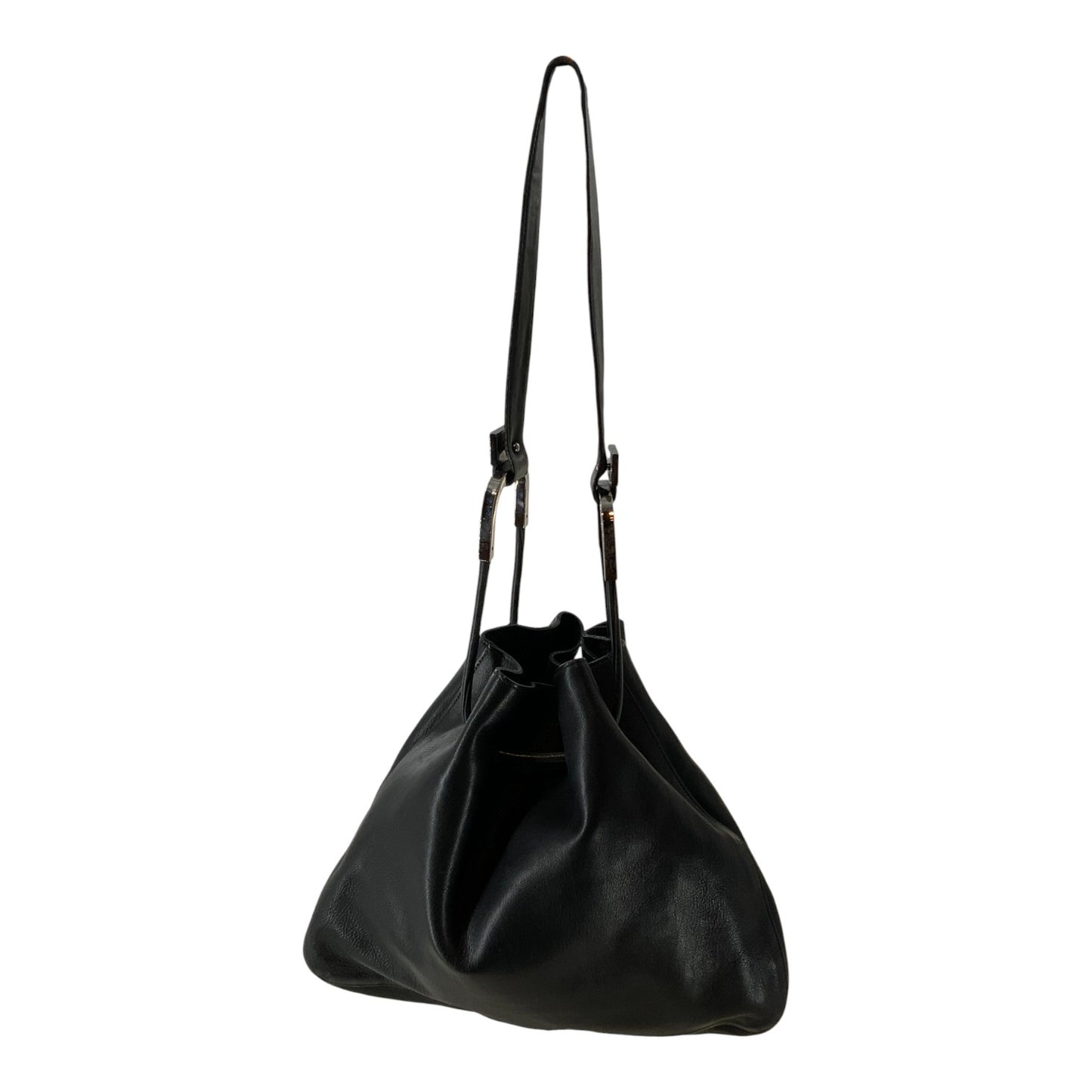 Gucci Black Leather Cinching Shoulder Bag