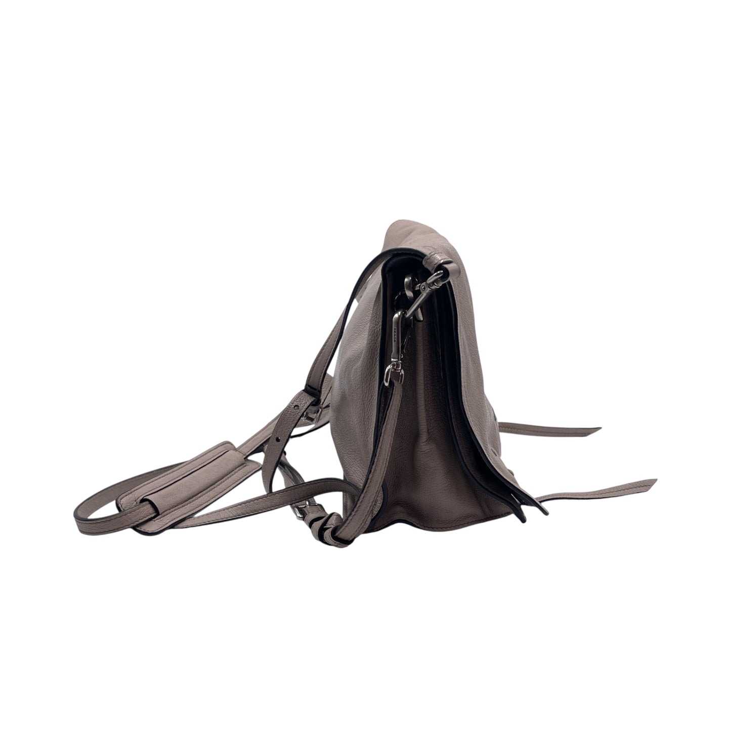 Prada Beige Leather Flap Messenger Bag