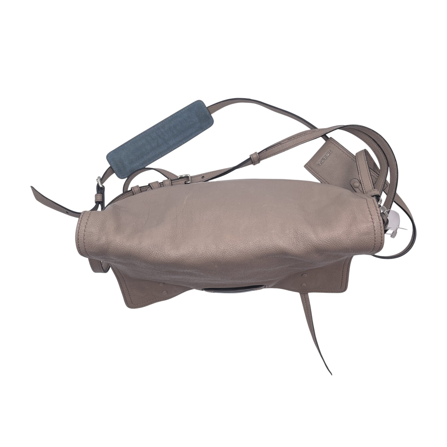 Prada Beige Leather Flap Messenger Bag