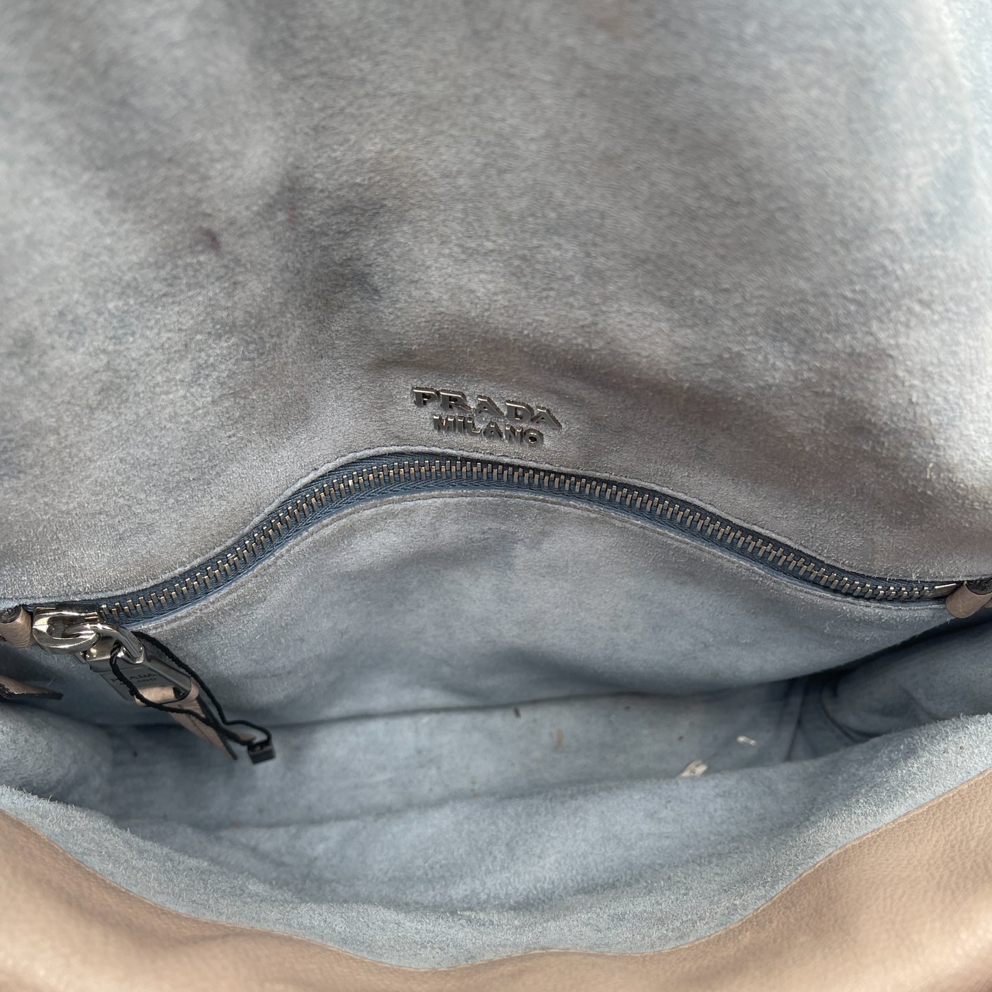 Prada Beige Leather Flap Messenger Bag