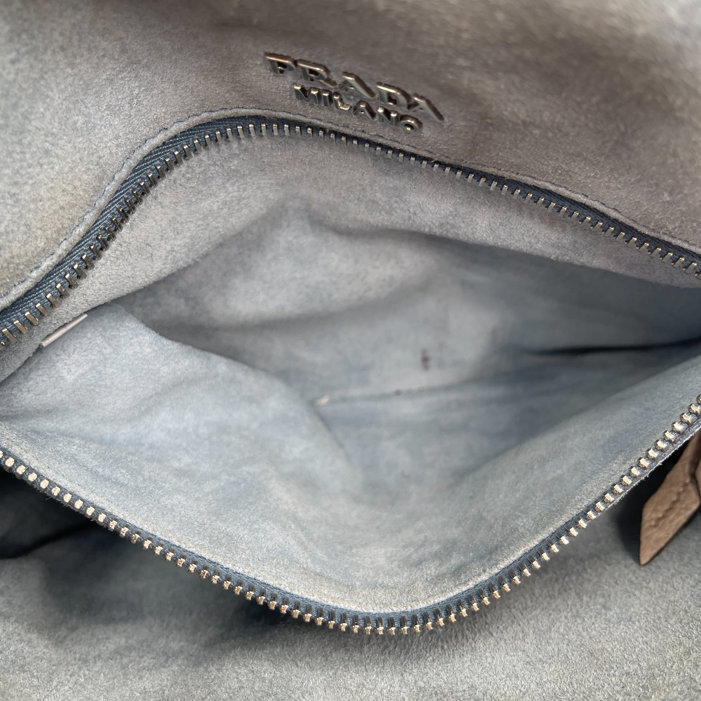 Prada Beige Leather Flap Messenger Bag