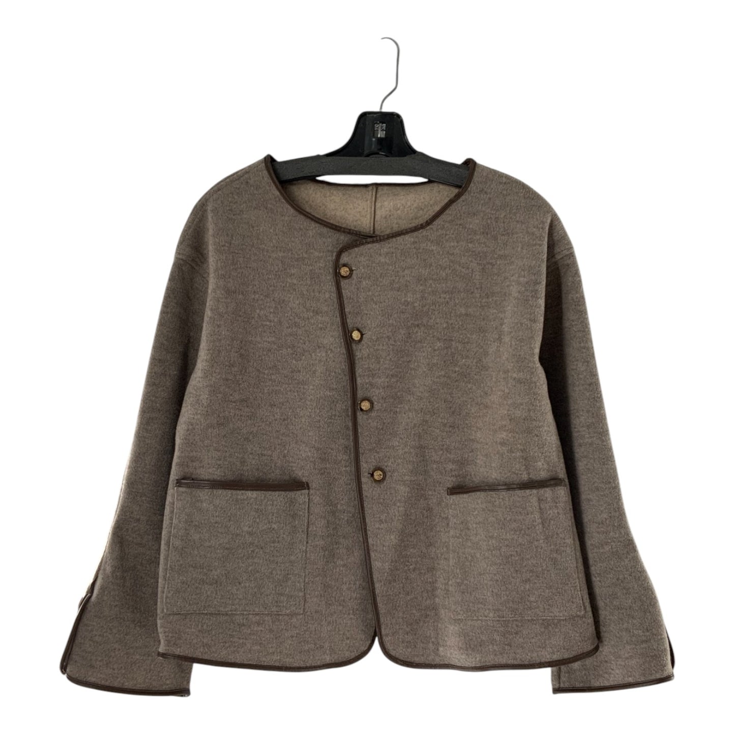 Maje BOS Collarless Button-Front Wool Blend Jacket