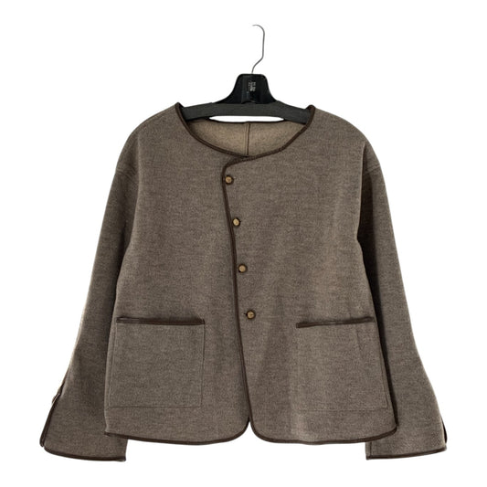Maje BOS Collarless Button-Front Wool Blend Jacket