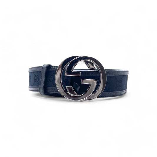 Gucci Silver Buckle Black Belt Sz85