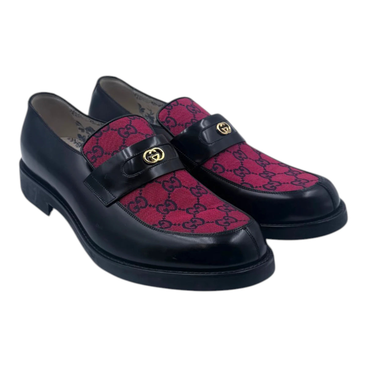 Gucci Logo Print Apron Toe Loafers