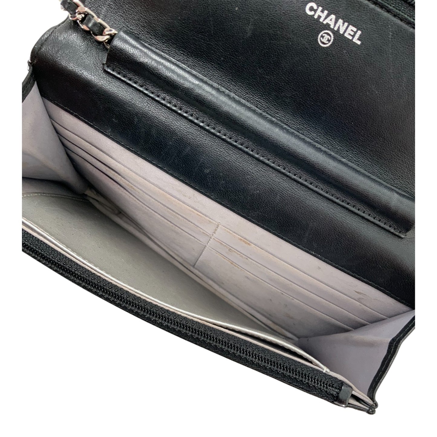 Chanel Camellia Embossed Lambskin Leather Wallet on Chain