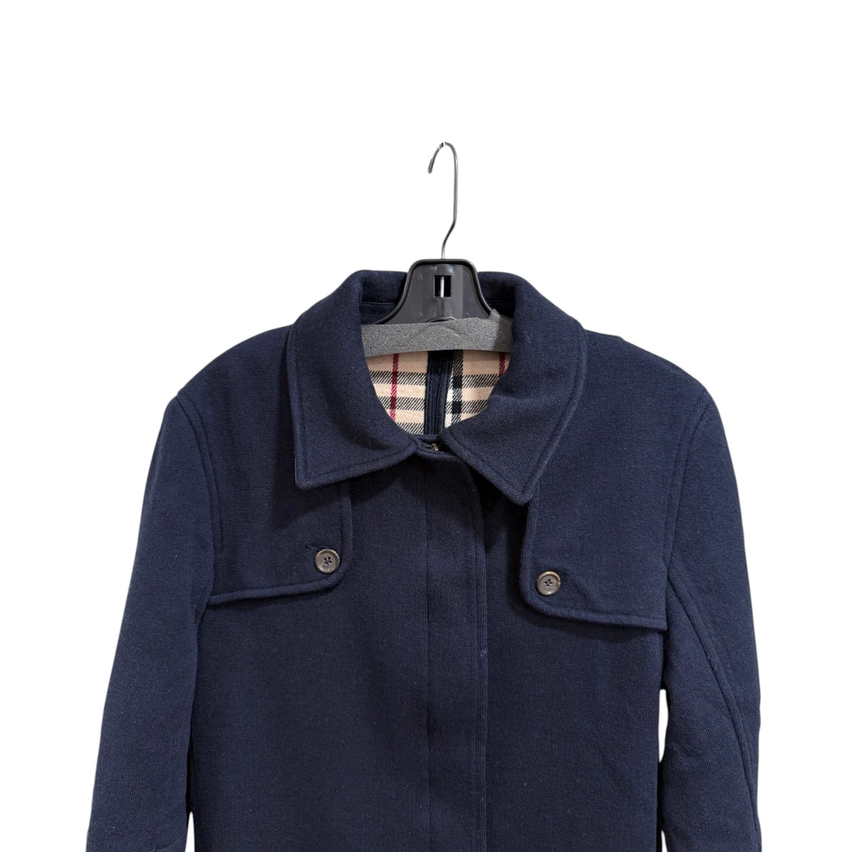 Burberry Navy Wool Swing Coat