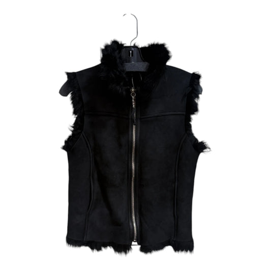 Coach Black Fur Lined Leather Vest