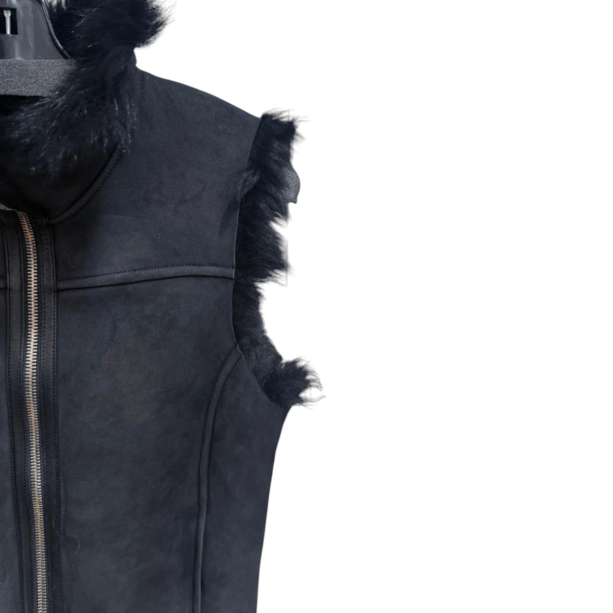 Coach Black Fur Lined Leather Vest