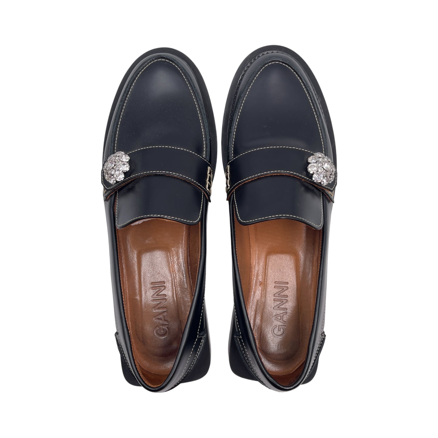 Ganni Black Leather Loafers