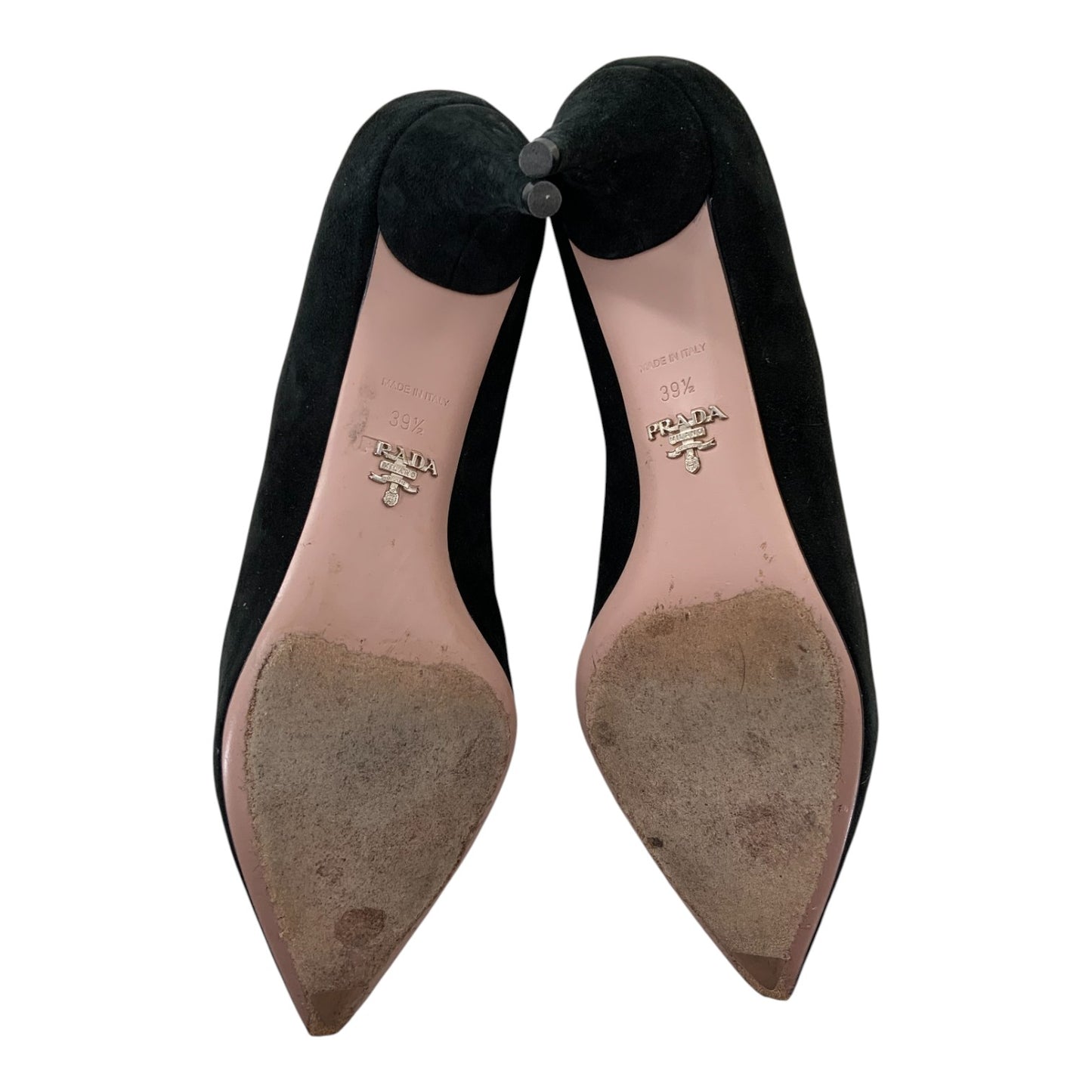 Prada Black Suede Scalloped Pointed-Toe Pumps