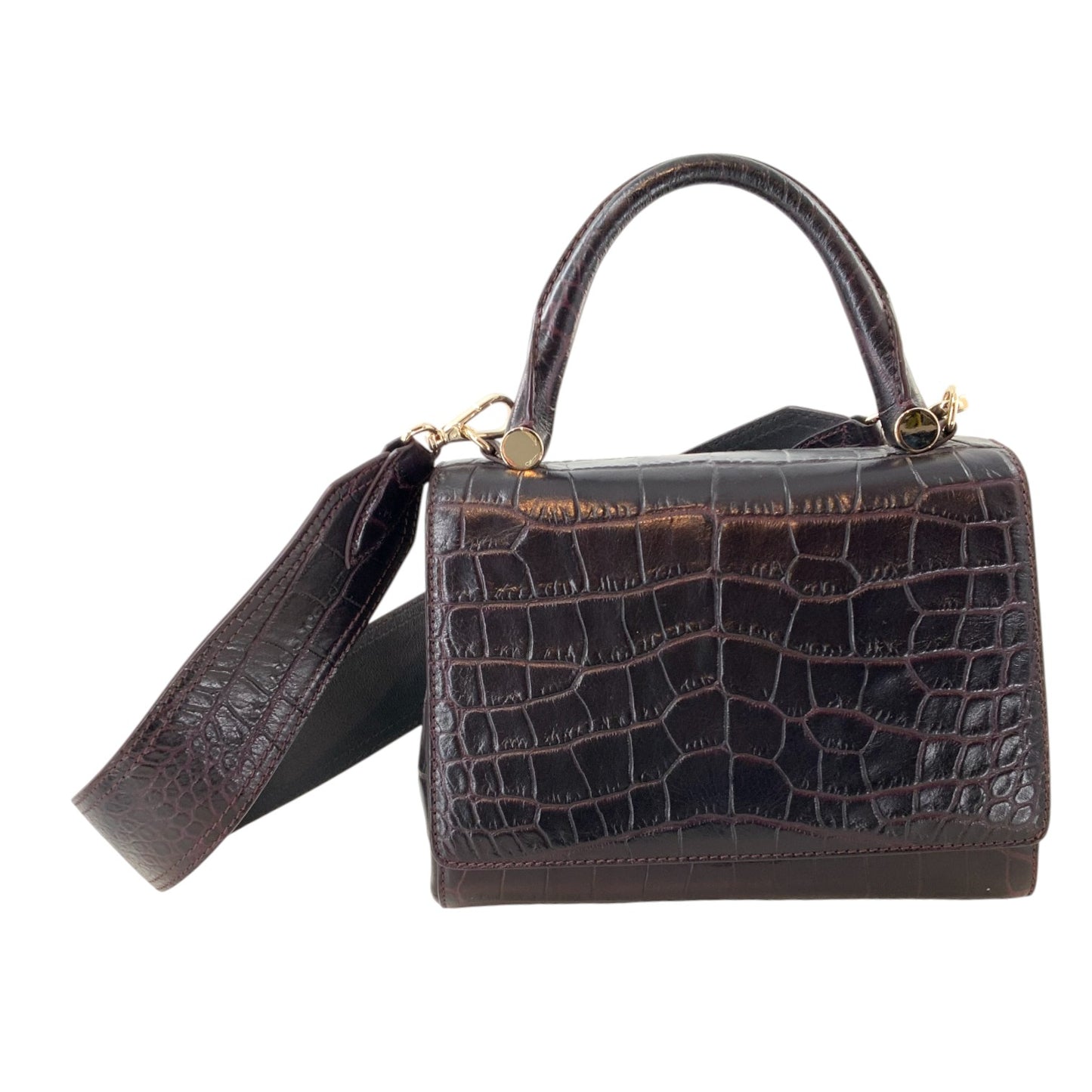 Max Mara Crocodile Embossed Dark Mulberry Bag