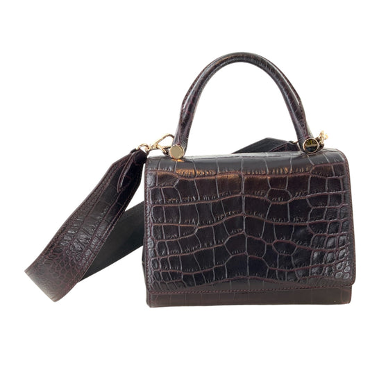 Max Mara Crocodile Embossed Dark Mulberry Bag