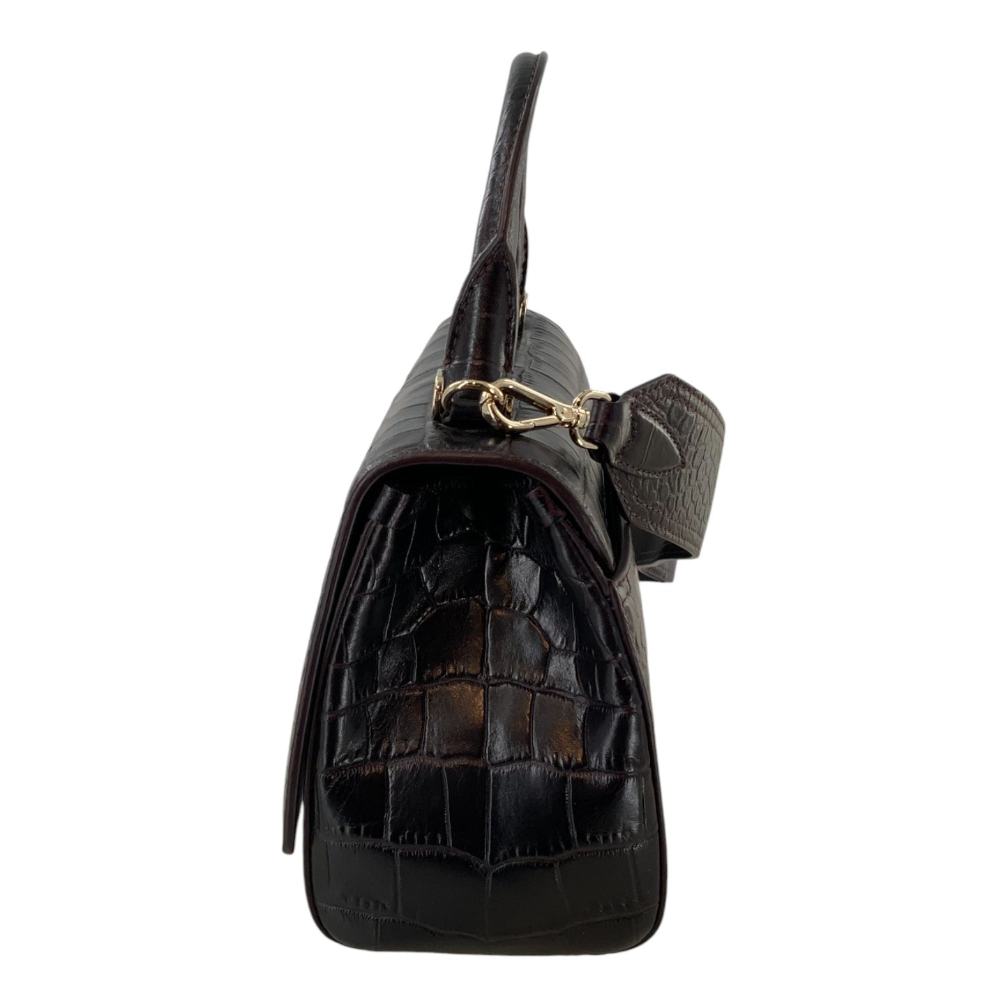 Max Mara Crocodile Embossed Dark Mulberry Bag