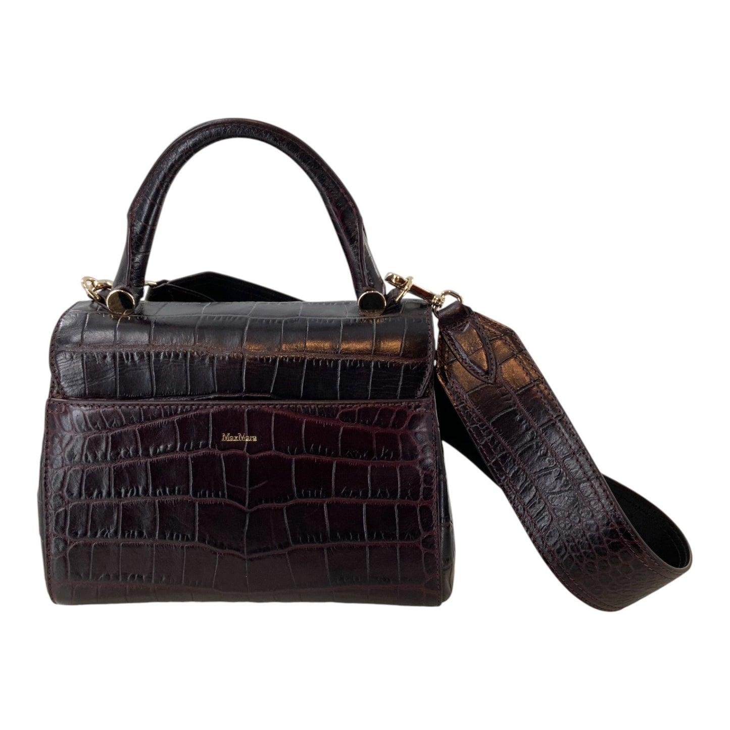 Max Mara Crocodile Embossed Dark Mulberry Bag