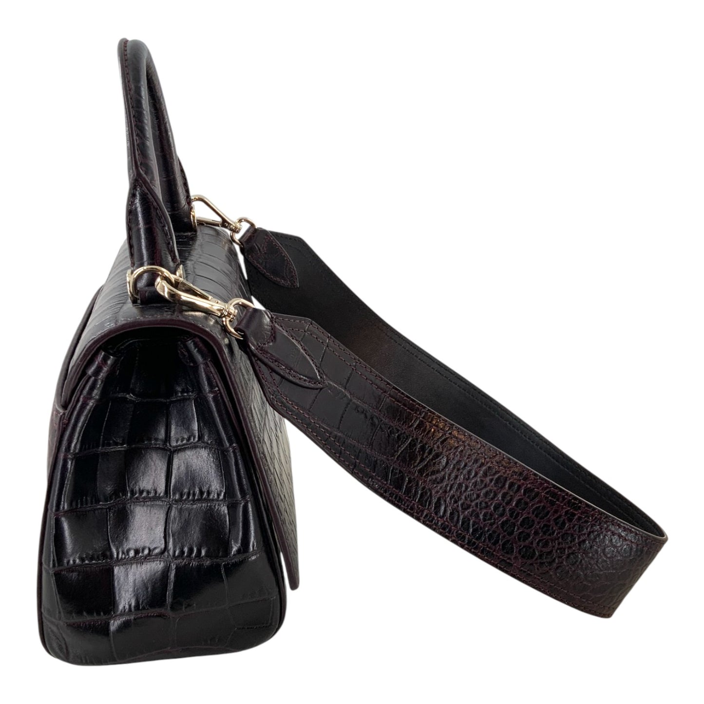 Max Mara Crocodile Embossed Dark Mulberry Bag