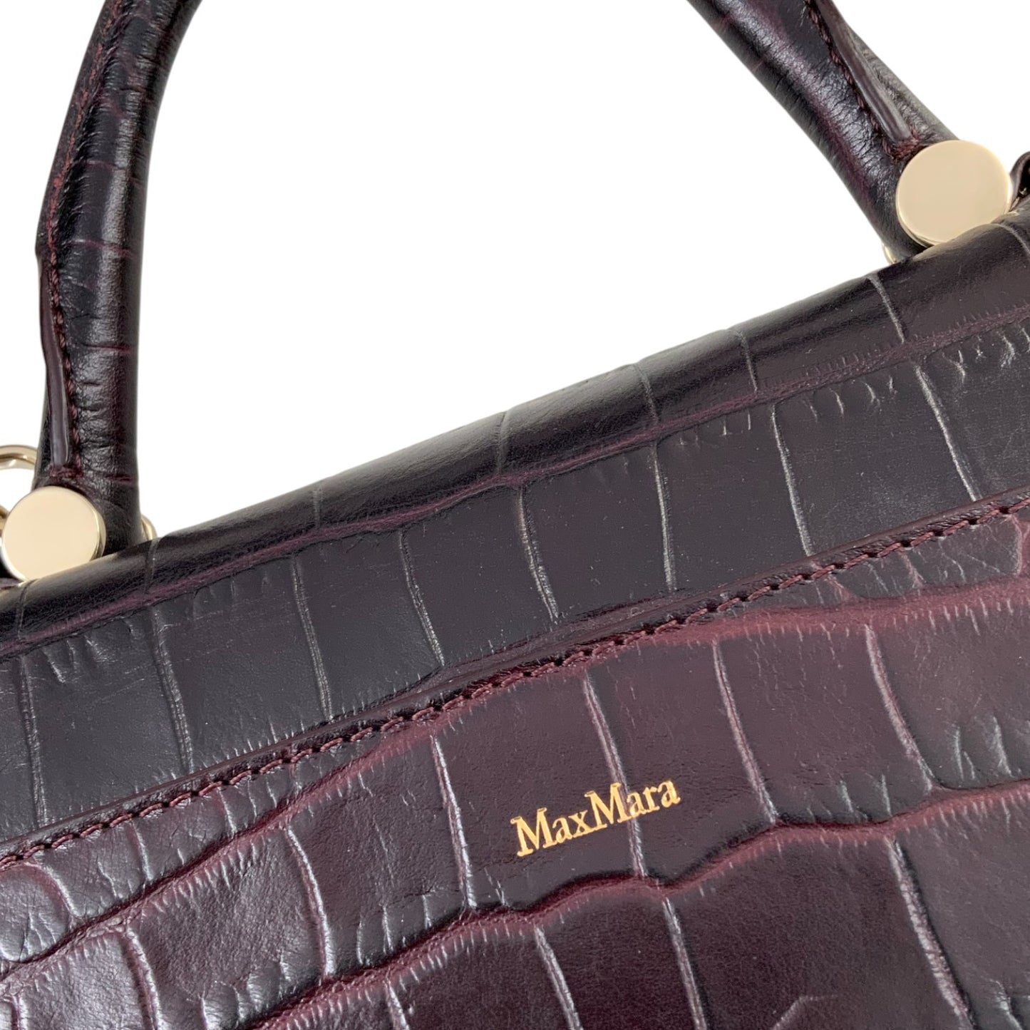 Max Mara Crocodile Embossed Dark Mulberry Bag