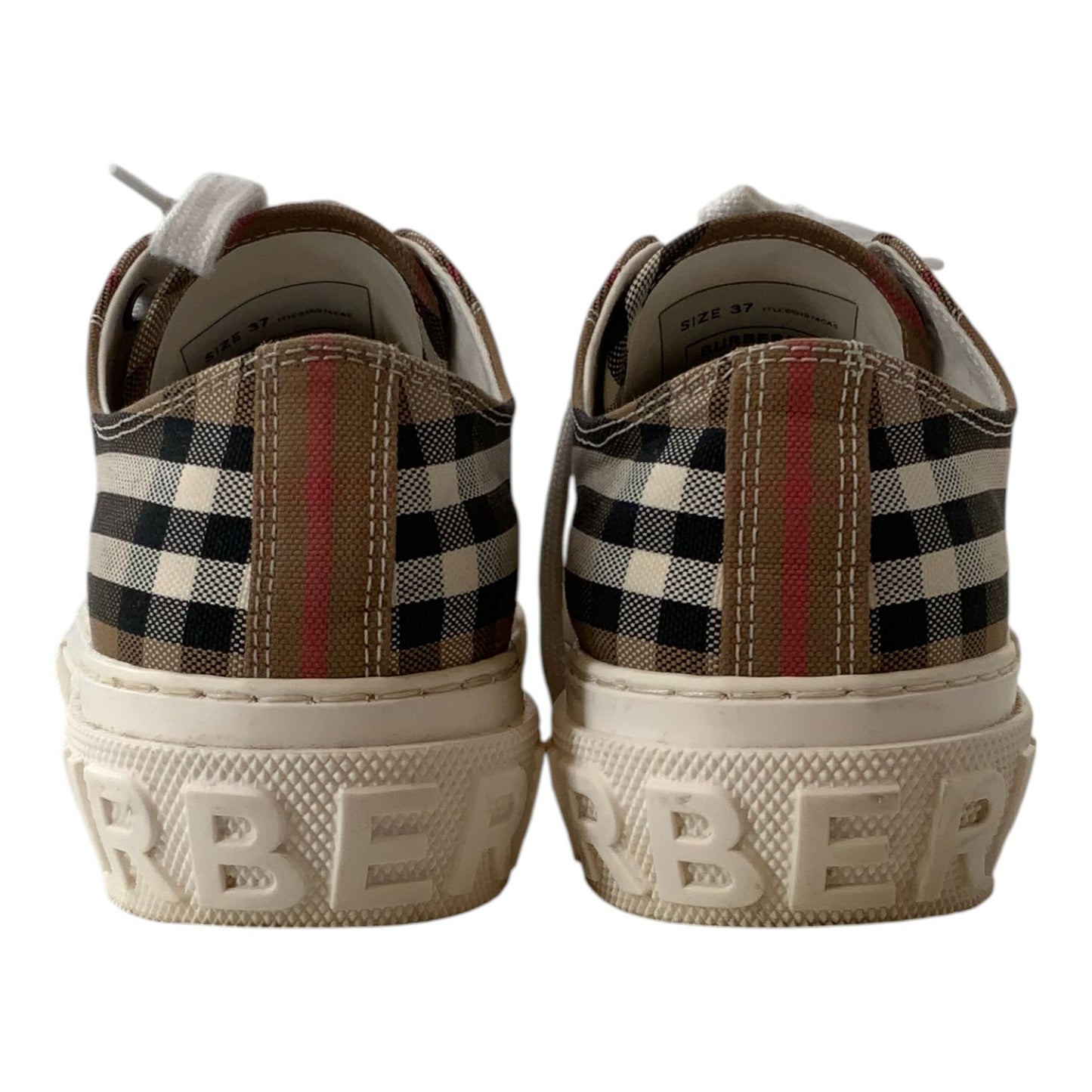 Burberry Taupe Brown Checkered Low Top Sneakers