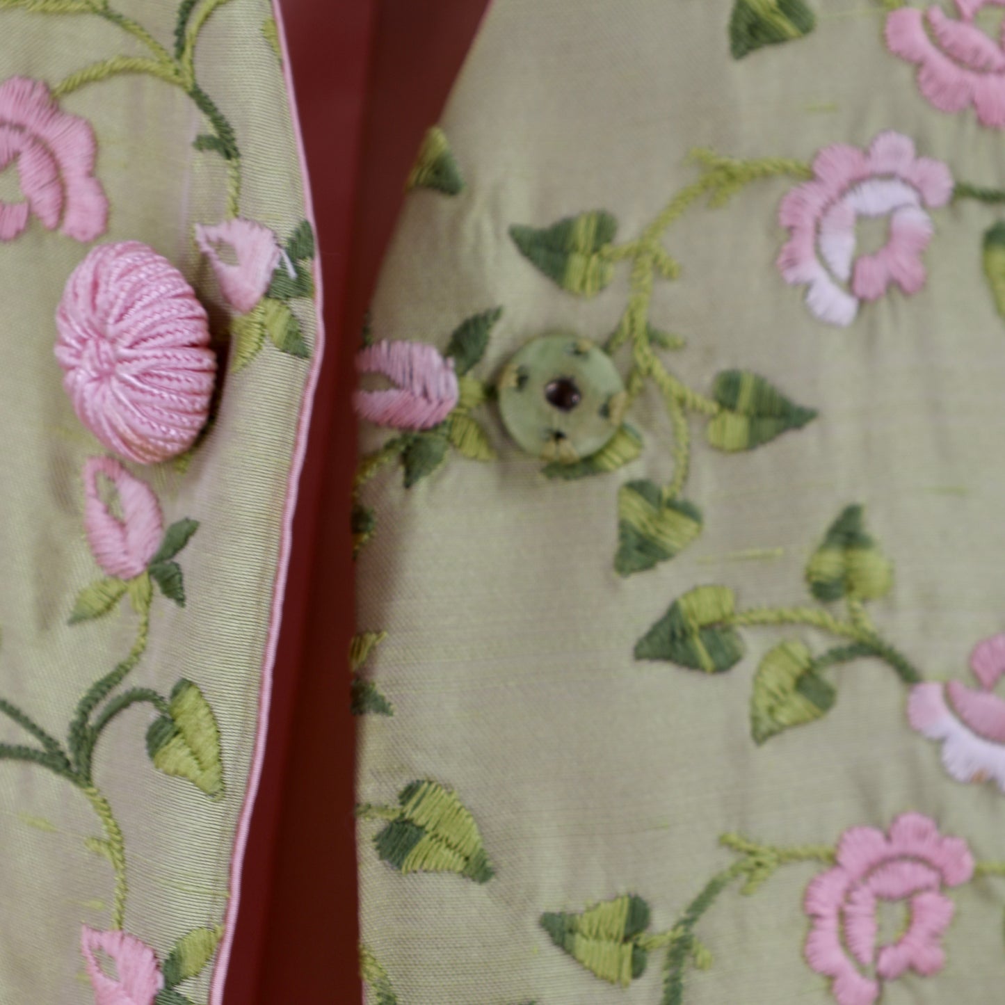 Oscar De La Renta Silk Blend Green and Pink Blazer