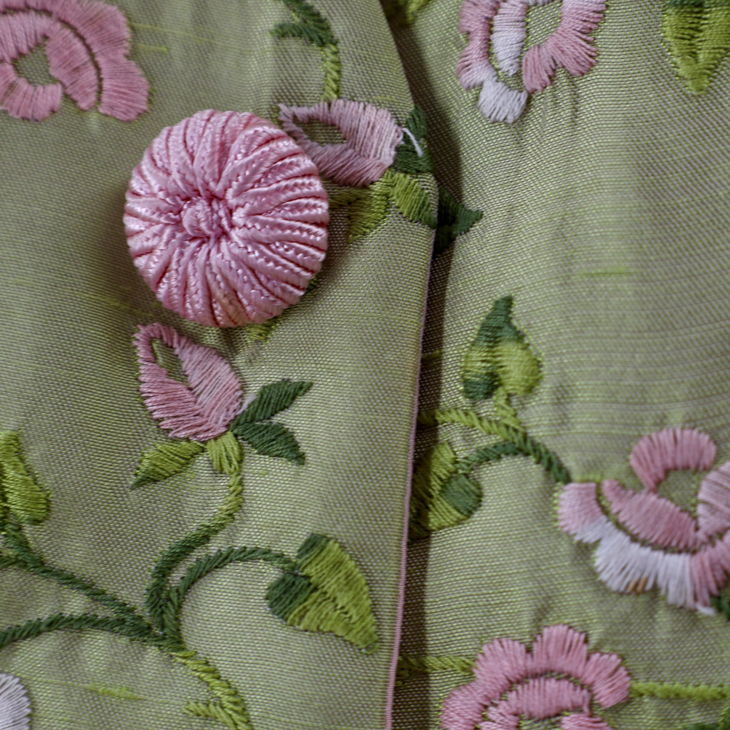 Oscar De La Renta Silk Blend Green and Pink Blazer