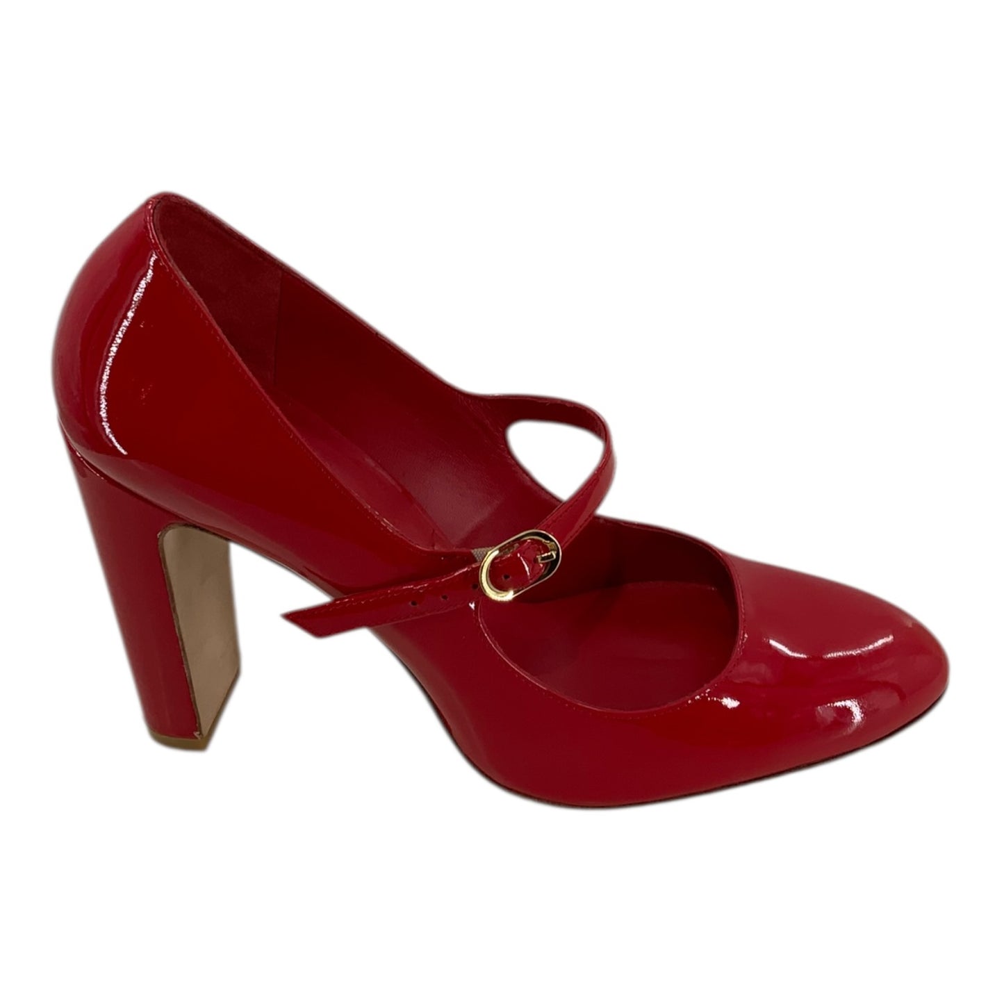 Stuart Weitzman Bright Red Chunky Mary Jane Heels