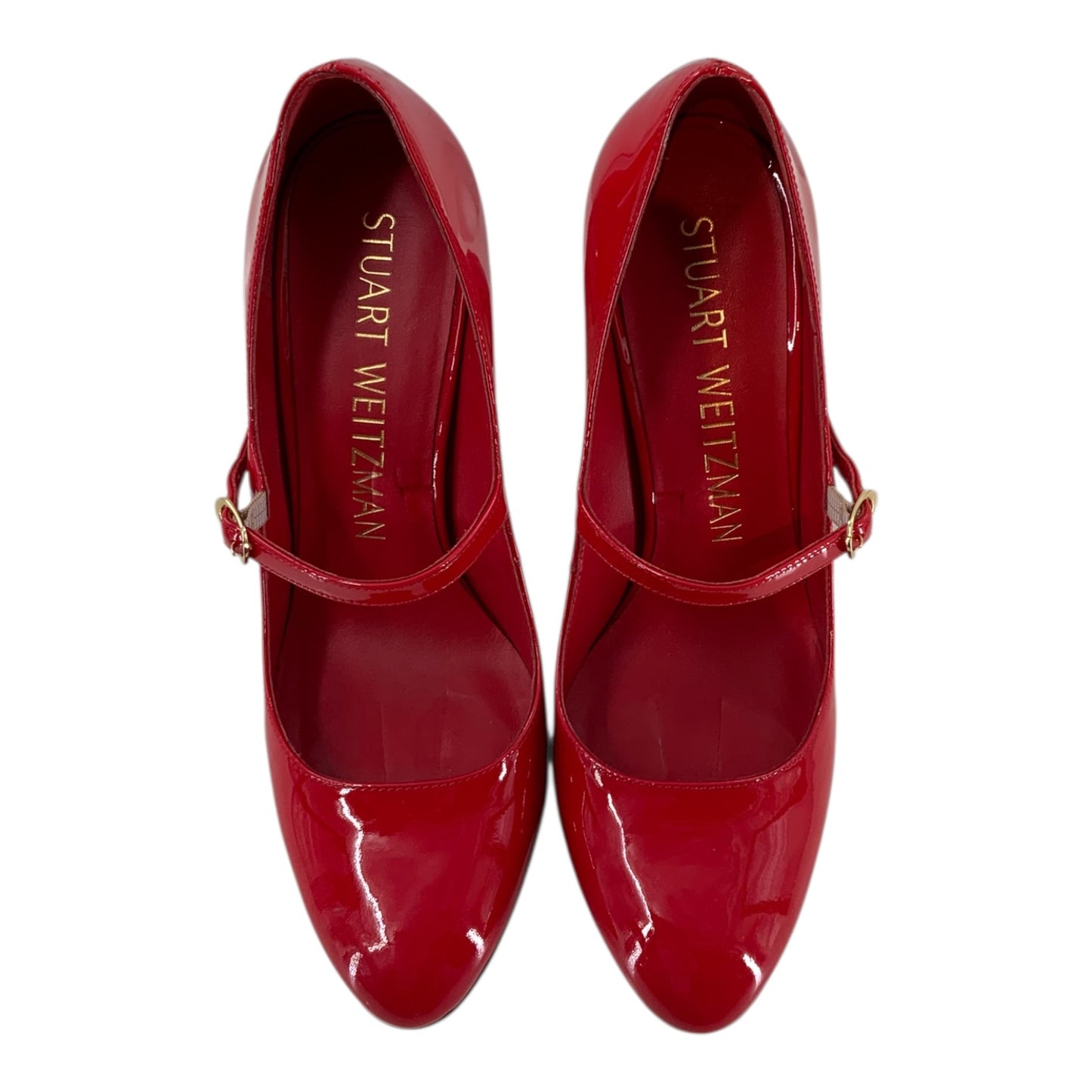 Stuart Weitzman Bright Red Chunky Mary Jane Heels