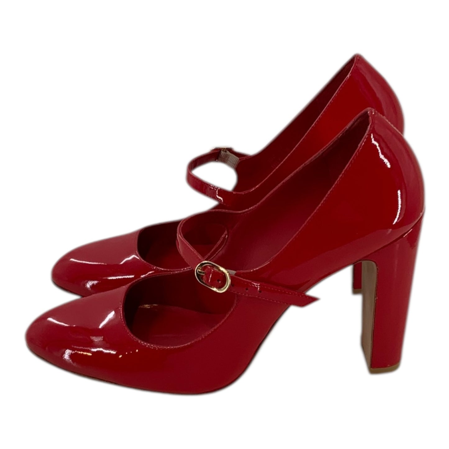Stuart Weitzman Bright Red Chunky Mary Jane Heels
