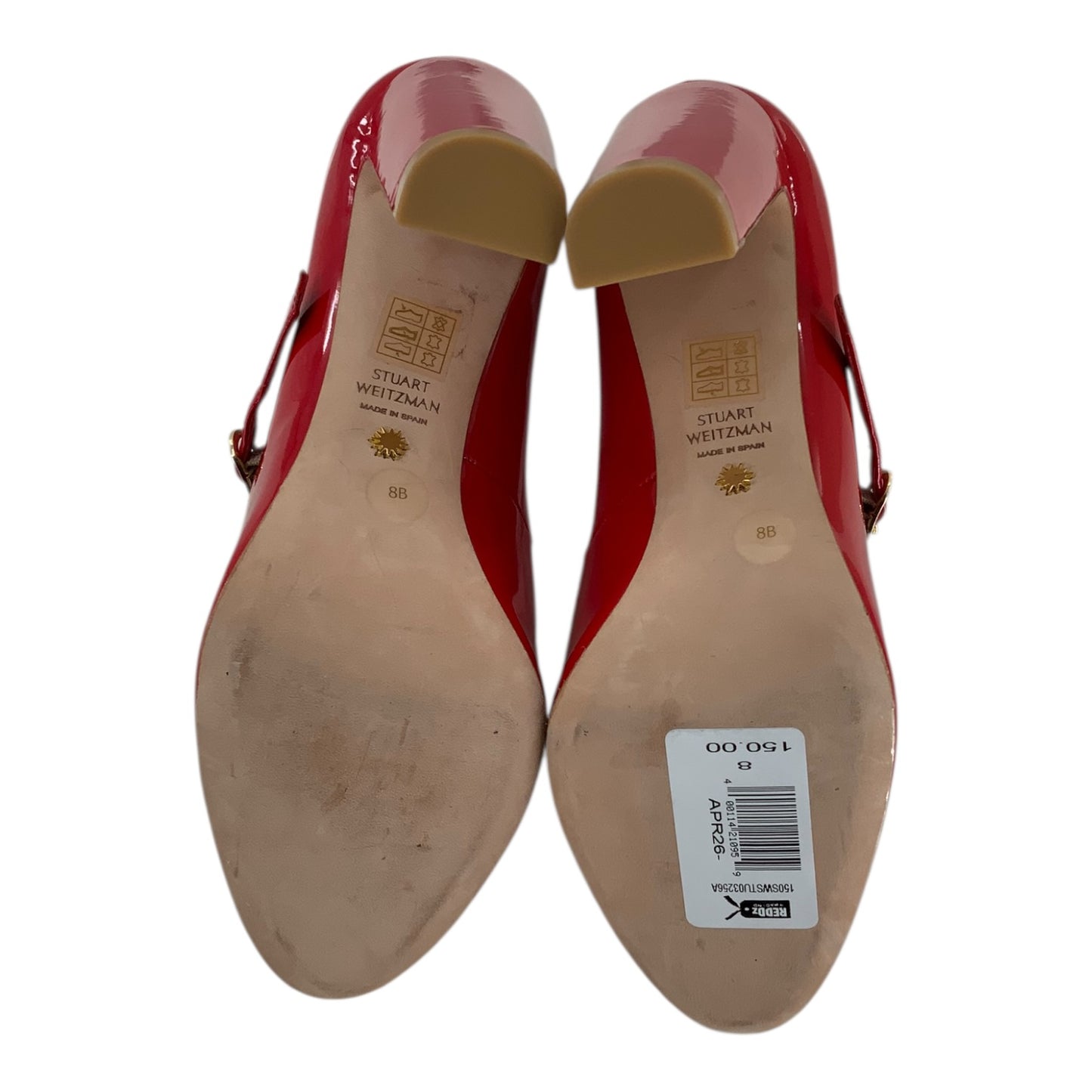 Stuart Weitzman Bright Red Chunky Mary Jane Heels