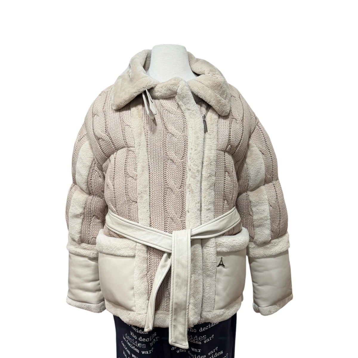 Tara Knit and Plush Puffer Biker Jacket