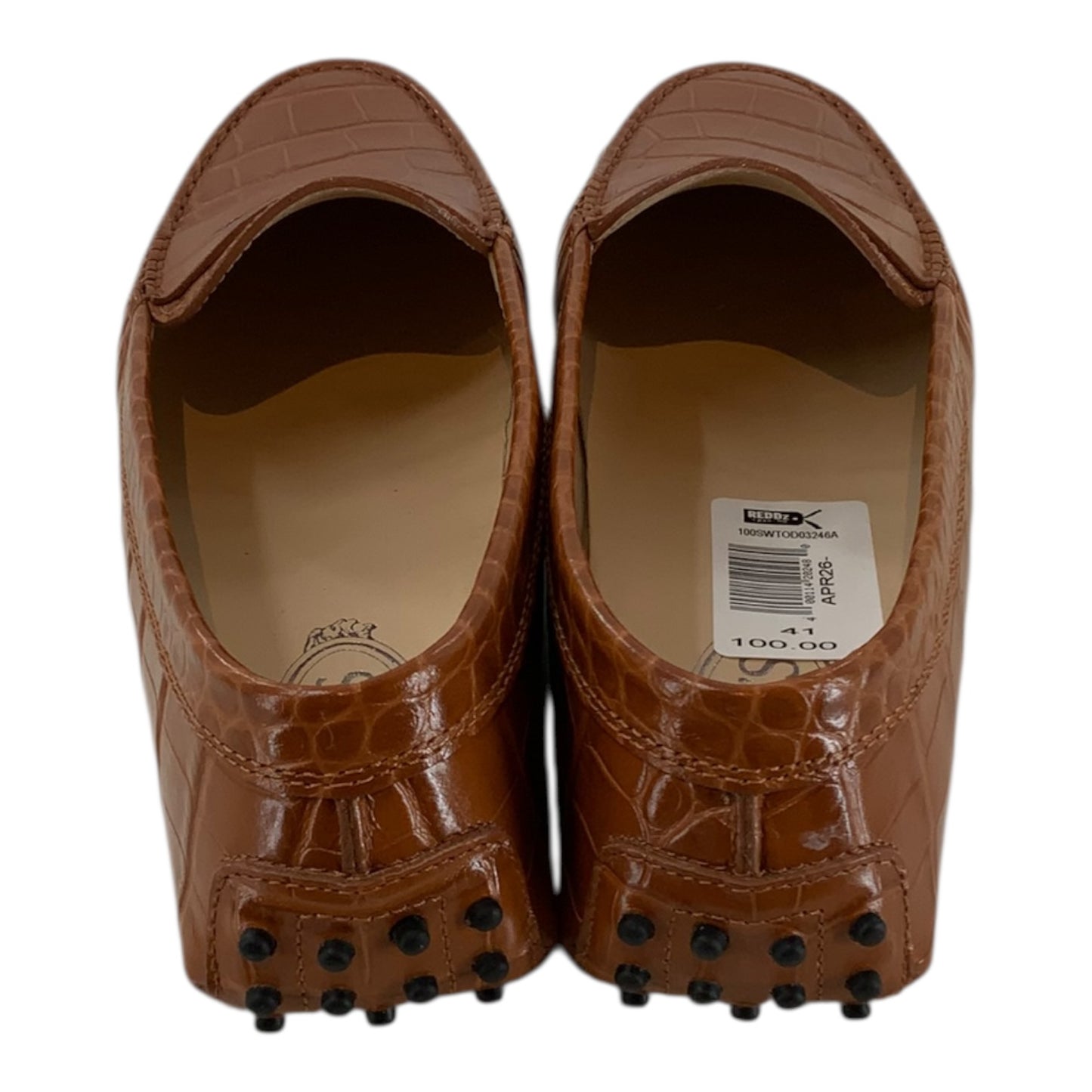 Tod’s Brown Croc Embossed Leather Loafers