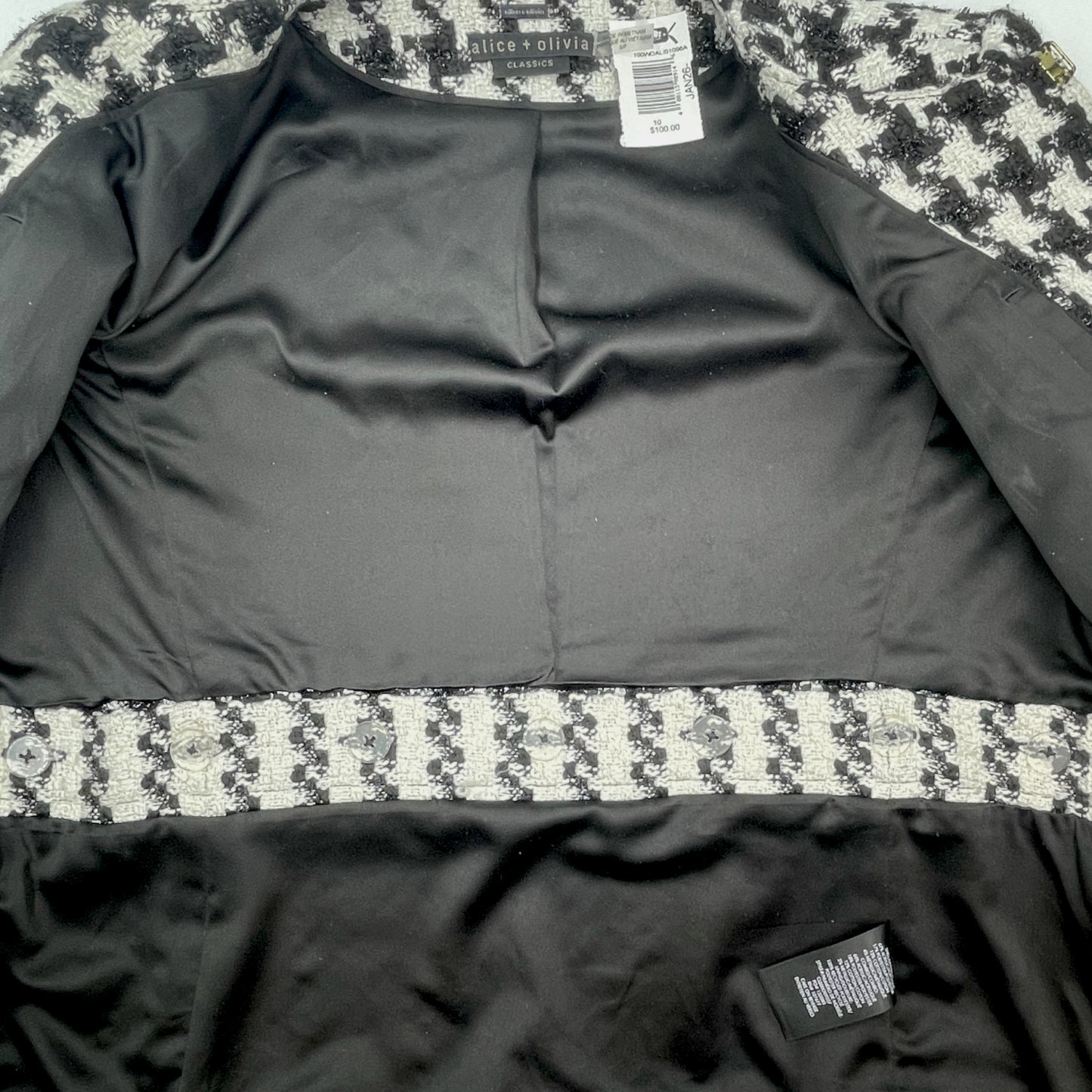 Alice + Olivia Black/White Tweed Jacket